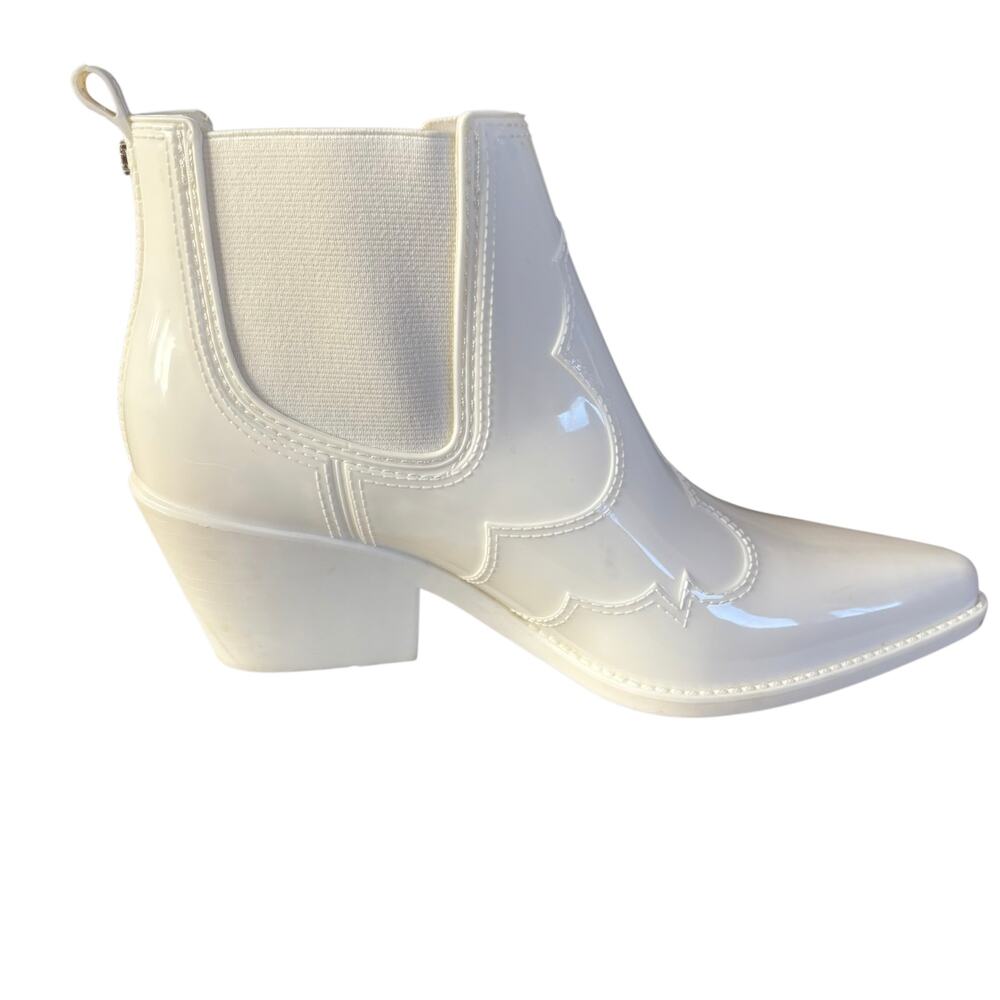 Sam Edelman Winona Western White Ankle Bootie Rain Boots Size 8